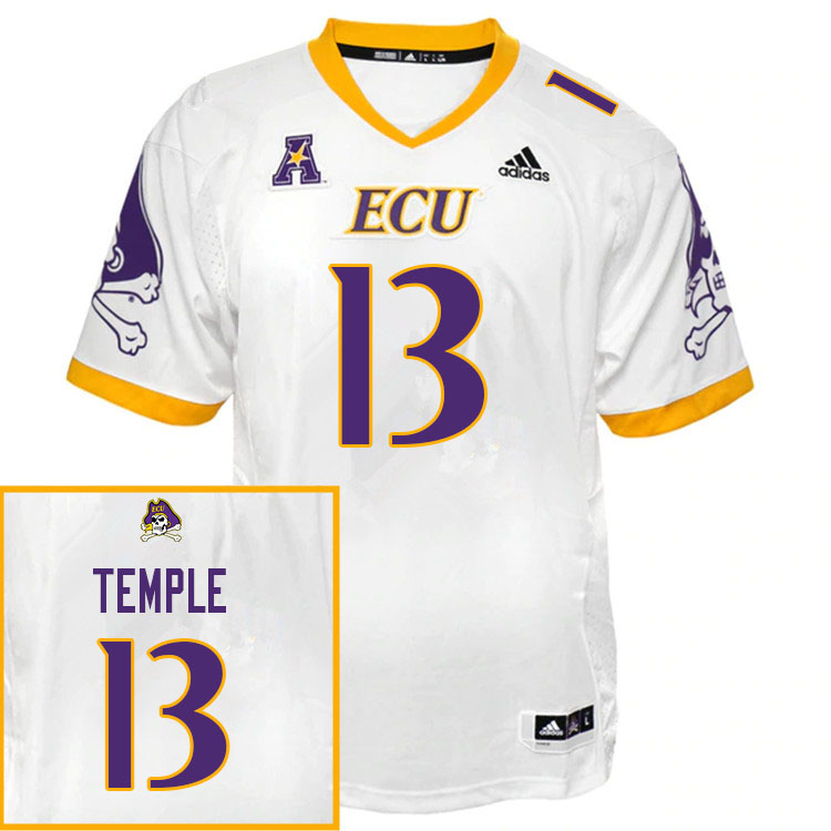 Men #13 Cruz Temple ECU Pirates College Football Jerseys Sale-White - Click Image to Close